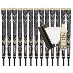 Golf Pride MCC Plus4 *TEAMS* MIDSIZE Grip (Black/Gold) - 13pcs + Golf Grip Kit