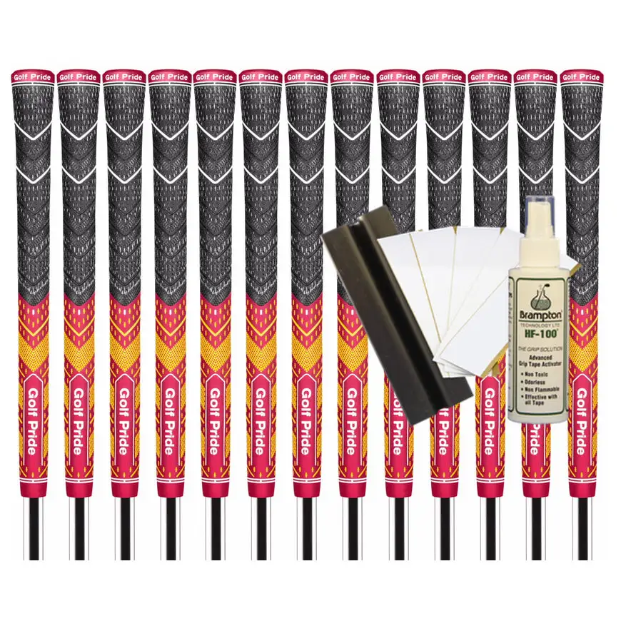 Golf Pride MCC Plus4 *TEAMS* Standard Grip (Dark Red/Yellow) - 13pcs + Golf Grip Kit 3 Golf Pride MCC Plus4 *TEAMS* Standard Grip (Dark Red/Yellow) - 13pcs + Golf Grip Kit