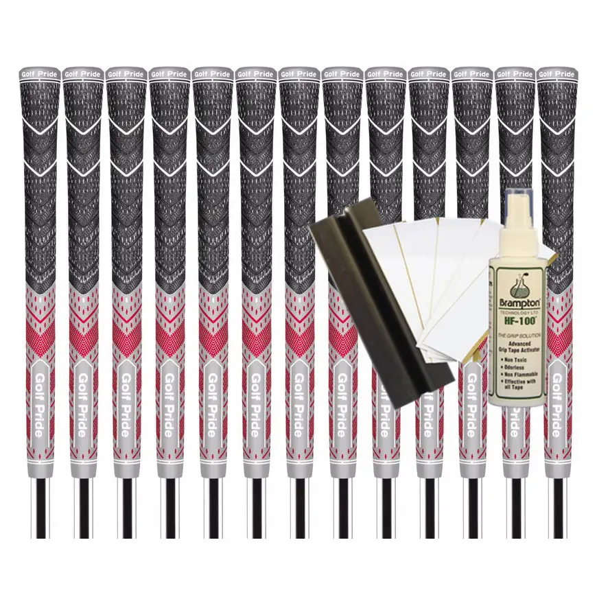 Golf Pride MCC Plus4 *TEAMS* MIDSIZE Grip (Grey/Red) - 13pcs + Golf Grip Kit 3 Golf Pride MCC Plus4 *TEAMS* MIDSIZE Grip (Grey/Red) - 13pcs + Golf Grip Kit